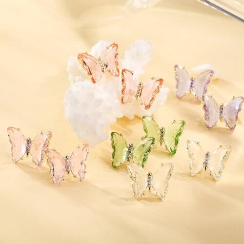 2020 Bohemian Womens Earrings Fashion Cubic Zircon Butterfly Stud Earrings Animal Sweet Colorful Stud Earrings Girls Jewelry