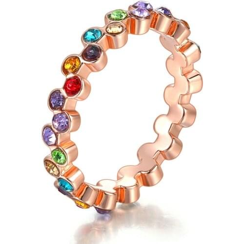 Dans Element Top Quality Colorful Crystal From Austrian Vintage Rings for Women Anniversary Gift Anti Allergies Fi-RG95241