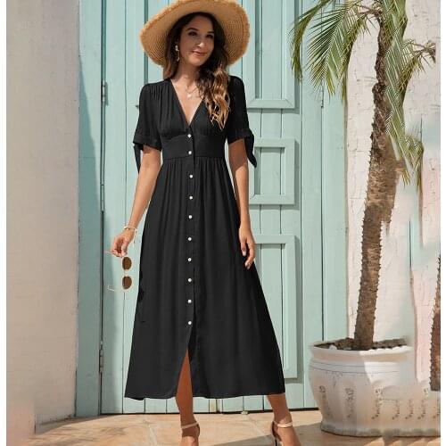 2021 Fashion Women Short Sleeve Maxi Dress Summer V Neck Slim Long Dresses Elegant Party Long Dresses Elegant Womens Clothing