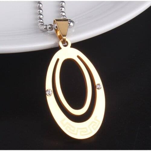 Gold color water Drops 316L Stainless Steel pendant necklaces bead chain for men women wholesale