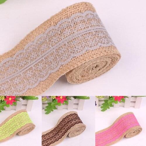 2 Meter/lot Jute Fabric Burlap Ribbon Lace 6cm Wide Trim Linen Roll Wedding Home DIY Crafts Decoration Lace Decorative Material