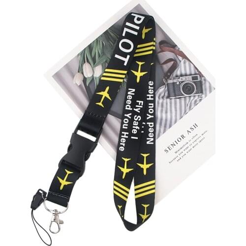 24pcs/lot DMLSKY Fly Safe I Need You Here pilot Lanyard Phone Rope Keychains Phone Lanyard for Keys ID Card Lanyards M4700