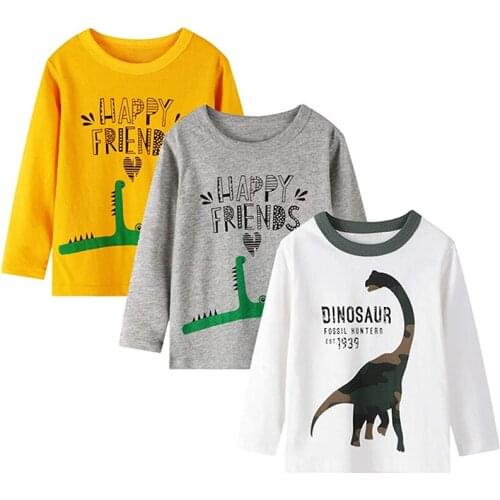 Boys Long Sleeve T-Shirt Cotton Casual Winter Crewneck Basic Active Tops Tee Tunic Shirts 3 Packs Sets