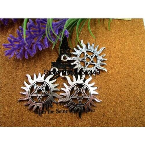30pcs-- supernatural pentagram Charms, Antique Tibetan Silver Tone supernatural pentagram charms pendants 39mx35m