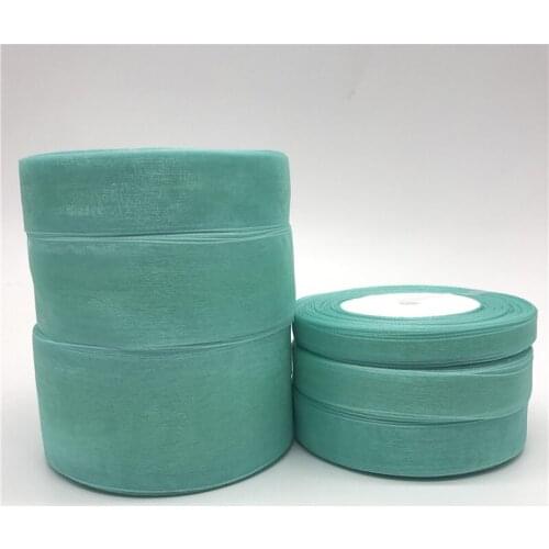 50Yards 10mm-50mm Cyan Organza Ribbon Bow Hair Party Wedding Christmas Decoration DIY Gift Wrapping