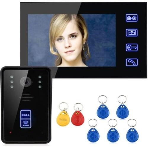 7" Color Video Door Phone Video Door bell Intercom Monitor Kit IR Night Vision Camera Doorbell for Home