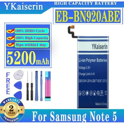 0 EB-BN920ABE 5200mAh Battery For Samsung GALAXY Note 5 N9200 N920t N920c Note5 SM-N9208 EB-BN920ABA Phone Battery + tools