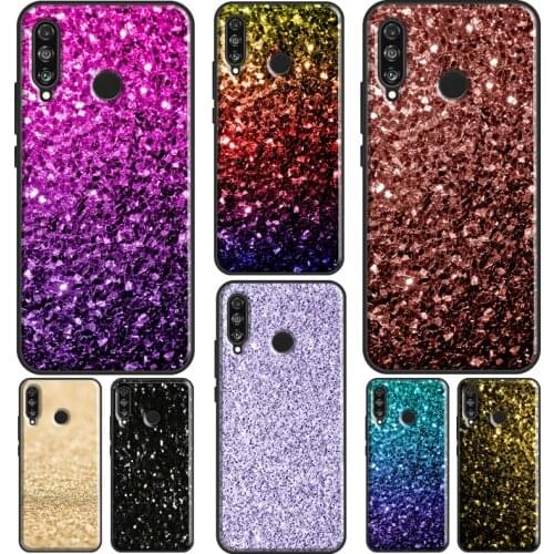 Aqua Blue Rainbow GLITTER SPARKLES Case For Huawei P30 Lite P40 P20 Pro P Smart Z 2019 2021 Mate 20 10 Lite TPU Phone Cover