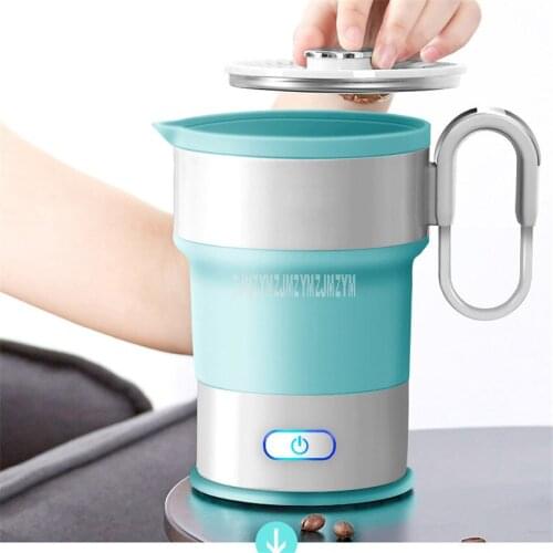 0.6L Electric Kettle Silicone Folding Hot Water Kettle Outdoor Portable Travel Camping Foldable Water Bottle Boiler With Cup