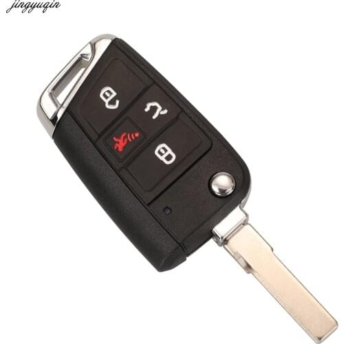 Jingyuqin 10pcs Remote Car Key Case Shell For VW Volkswagen 2015-2020 Golf 2017-2020 GTI Tiguan Teramont Tharu Tayron T-ROC 4BTN