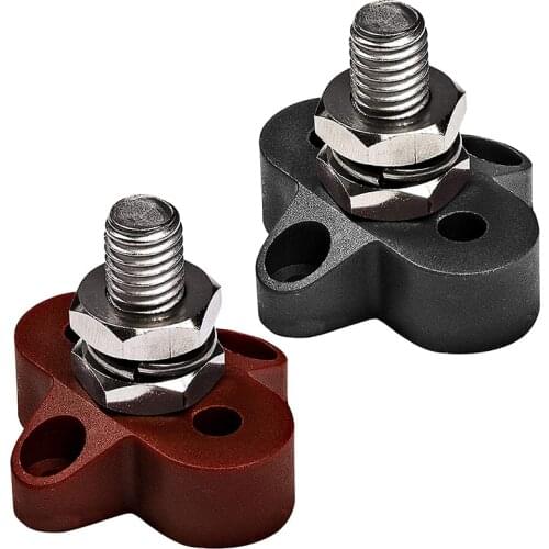 2Pcs Battery Power Distribution Terminal Block [M10 Dual Studs] [Max 48V ] Ground Insulated Junction Post