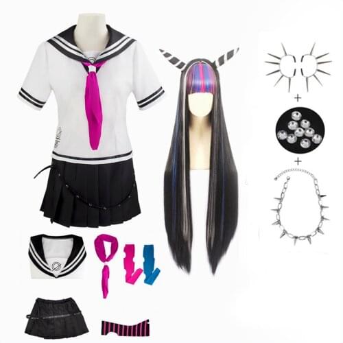 Anime Super Dangan Ronpa 2 Danganronpa Ibuki Mioda Cosplay Costume Dress Wig Women Girls Jk School Uniform Sailor Suit Skirt Set