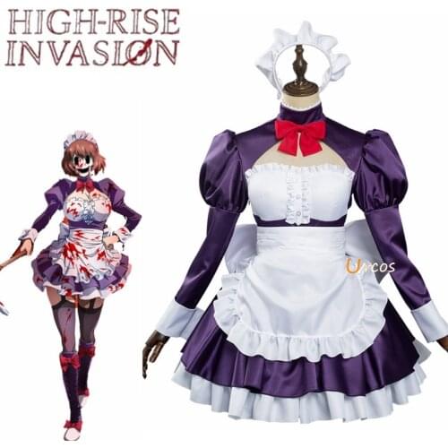 Anime High Rise Invasion Cosplay Maid fuku Kamen Cosplay Costume Maid Dress Outfits Halloween Carnival Suit