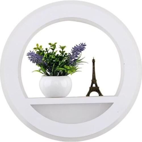 28cm Round Modern Wall Sconce 30W, LED Wall Lamp White+ Warm Light, Acrylic Wall Lights with Potted Plants, Tower Ornament