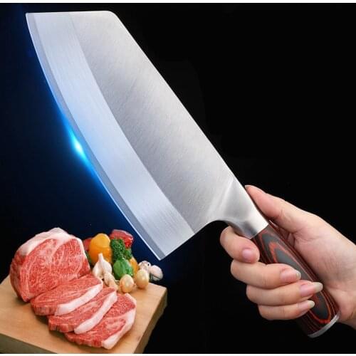 Stainless Steel Kitchen Knife Kitchen Slicing Knife V-shaped Wooden Handle Meat Cleaver Household Kitchen Knives