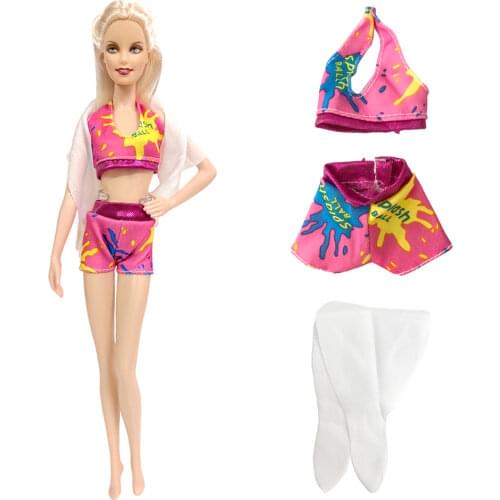 NK Princess Doll Swimwear Fashion BIKINI Top+ shorts+ shawl Beach Bathing Clothes For Barbie Doll Accessories Baby Toys 72B 7X