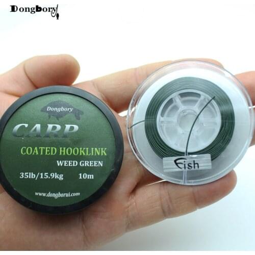 2PCS 10 M Carp Fishing Line Coated Hook Link 25 35 LB Hooklength Braid HookLink Sink Skin Line Carp Rigs Accessories Tackle