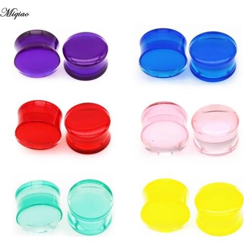 Miqiao 2 Pcs Body Piercing Jewelry 8-30mm Transparent Solid Acrylic Ear Expander Earplugs Men and Women Plugs and Tunnels