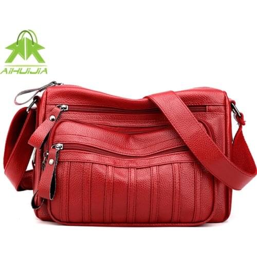 Fashion Simplicity Womens High Capacity Shoulder Bags Solid Color Messenger Bag New High Quality Pu Leather Travel Women Handbag