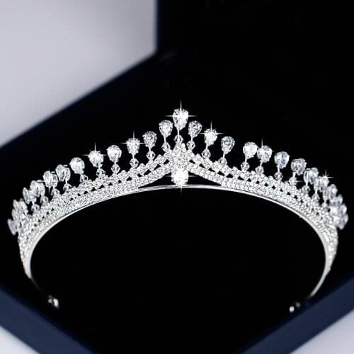 Fashion Silver Color Wedding Hair Accessories Zircon Crystal Tiara Crown Women Bridal Diadem Queen Princess Hair Jewelry Pageant