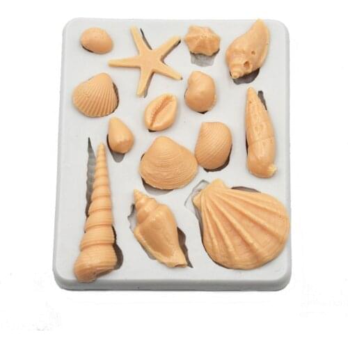 Marine Series Conch Starfish Shell Fondant Cake Silicone Mold Chocolate Birthday Cake Mold Cake Decorating Tools DIY Baking Tool