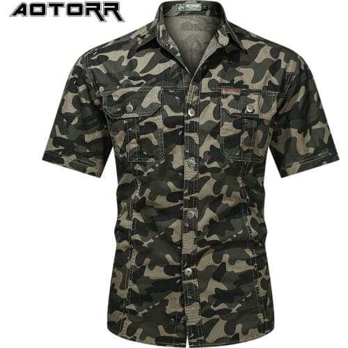 2021 Summer Mens Casual Cotton Short Sleeved Shirt Fashion Military Uniform Camouflage Shirt Men Loose Plus Size T-shirt Shirts