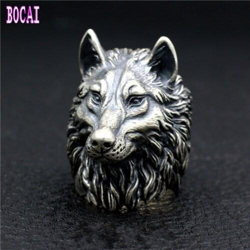 Wolf King new S925 Sterling Silver Ring Handmade Wolf Totem Toughhan Locomotive Punk Domineering Mens Wolf Head Silver Ring