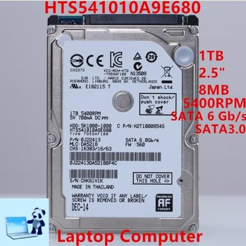 New HDD For Hgst Brand 1TB 2.5" SATA 6 Gb/s 8MB 5400RPM For Internal Hard Disk For Notebook Computer HDD For HTS541010A9E680