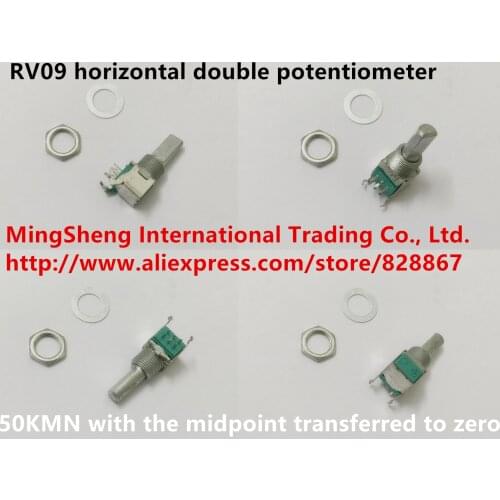 Original new 100% RV09 type horizontal double potentiometer 50KMN-20MMF 18MMF with the midpoint transferred to zero (SWITCH)