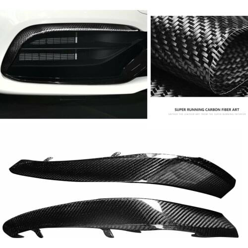 Front Bumper Fog Light Cover Spoiler Blade Frame Carbon Fiber Splitter Trim For Mercedes Benz W205 S205 C63 C63S AMG 2019-2021