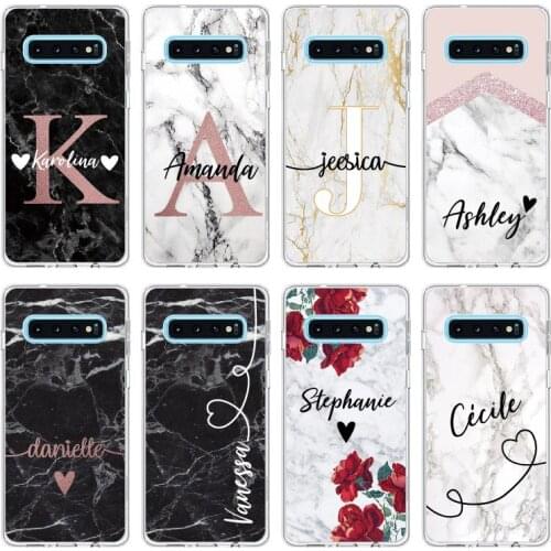 Personalized Custom Initial Name Marble Phone Case For Samsung Galaxy Note 9 10 A7 A8 S8 S9 S10 S20 Plus Soft Protective Case
