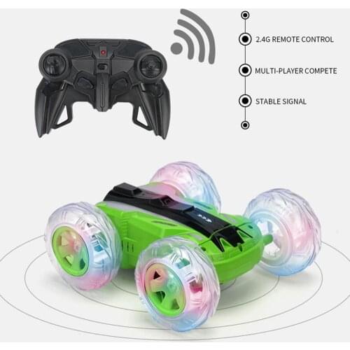 2.4GHz RC Car 4WD Double Sided Stunt Dance Car 360 Degrees Rotation Crawler Vehicle With Light Music Toy Car For Kids