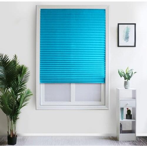 Self-Adhesive Pleated Blinds Curtains Living Room Half Blackout Window Curtains For Bathroom Balcony Shades Window Door Decor