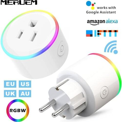 UK/US/EU/AU 10A 16A RGB Smart Home Casa Plug Monitor WIFI Senza Fili Presa di Controllo Vocale Presa Supporto Google Casa,IFTTT