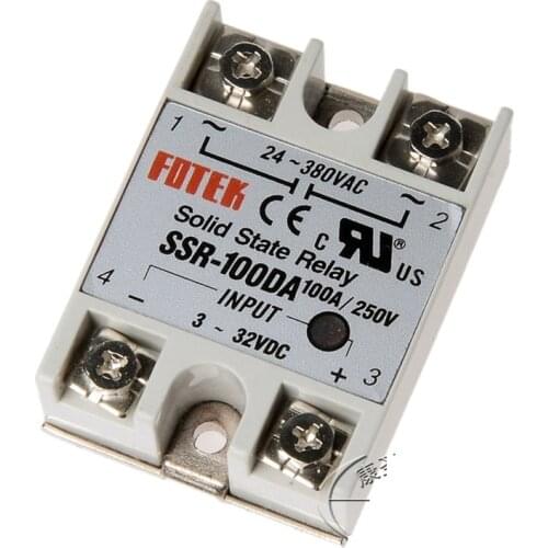 1 pcs SSR-100DA 100A Single phase Solid State Relay Module 3-32V DC Input 24-380VAC