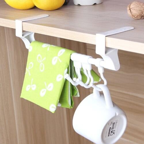 Japanese-Style Under Cabinet Hook Storage Rack Kitchen Towel Racks Shelves Cup Holders Clip-On Mezzanine Hooks Cabinet Organizer
