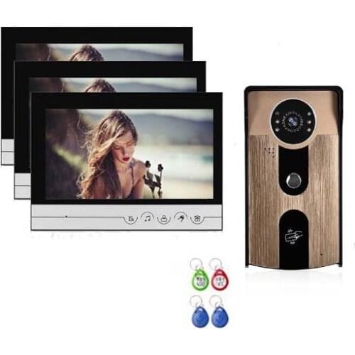 XINSILU Intercom Doorbell Home Security Video System 9" Video Door Phone Touch Key LCD Color Monitor IR FRID Camera, 1V3