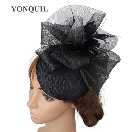 Fashion Mesh Fascinators Hat With Bow Women Wedding Headwear Cocktail Tea Party Flower Feather Fascinator Hair Clip Accessories