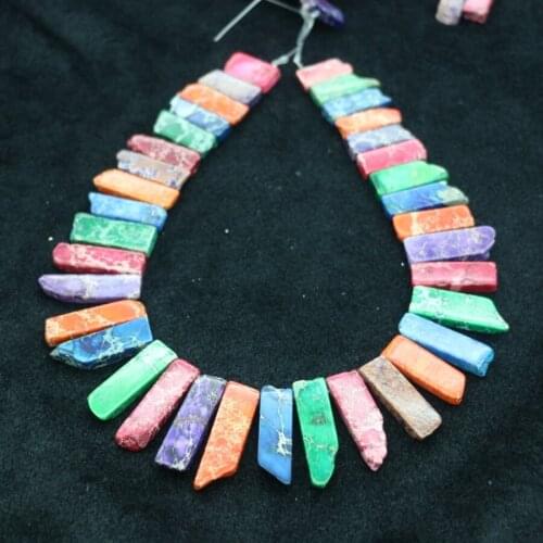 High Quality Mixed Gems Stone Necklace Point Pendant Beads, Top Drilled Women Fashion Jewelry Spike DIY Making Finding Gems