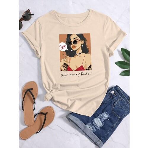 Be Your Own Kind OF Beautiful Prints Womens T-Shirts Summer Crewneck Tshirt Fashion Loose Tops Breathable big Size T Shirts