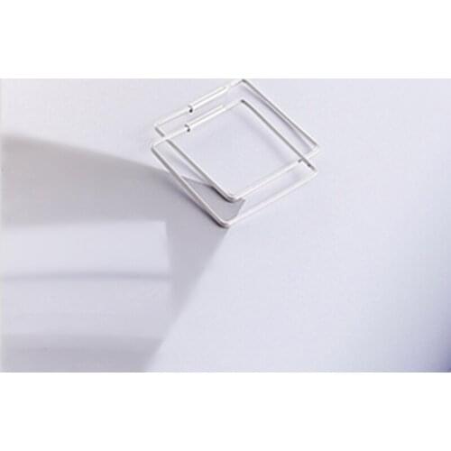 2021 New Silver Color Metal Big Square Basketball Wives Earrings For Women Exaggerated Jewelry Wholesale