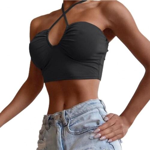 2021 New Bodycon Cropped Vest Tops Summer Women Tube Top Backless Polyester Solid Color Sleeveless Crop Top Bandeau for Club