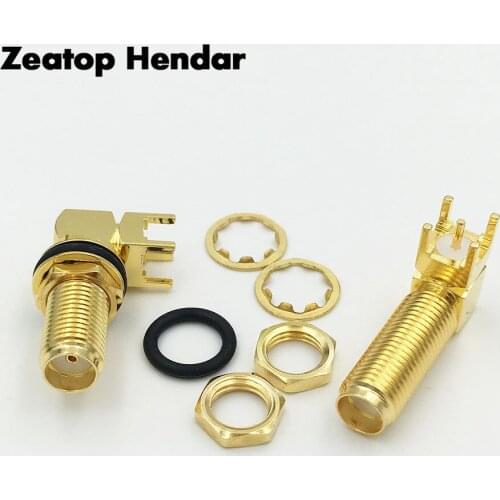 1Pcs Brass 23mm SMA Female Thru Hole Plug Right Angle 90 Degree ( SMA-KWE ) PCB Mount Connector RF Adapter