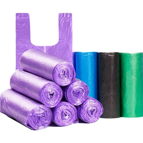 100PCS/5 Rolls Garbage Bag Household Portable Thick Black, Colors Disposable Vest Storage Bag Bath Waste Trash Bag