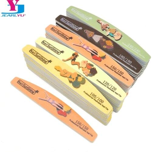 3/5/10 Pcs/Lot Thick Professional Nail File Half Moon Color Sandpaper Acrylic Nails Accessory Sanding All For Manicure Tools Kit