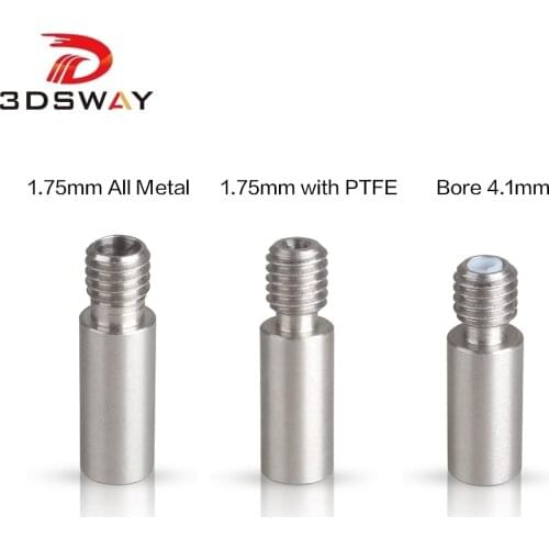 3DSWAY 2pcs 3D Printer Parts E3D Chimera Hotend Smooth Heat Break Heater Block V6 Heatbreak Threaded Throat All Metal with PTFE