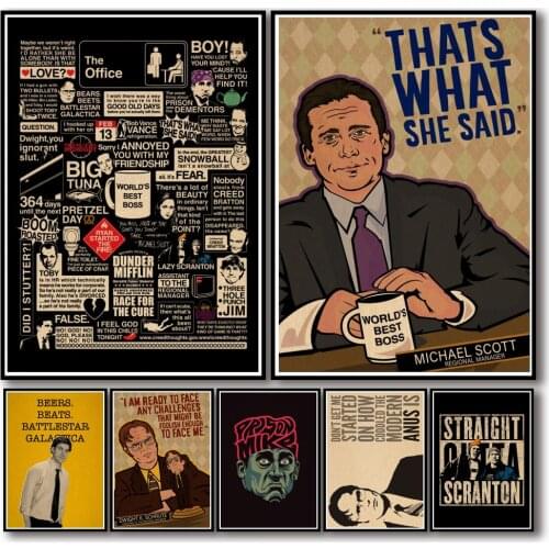 49 Designs The Office Kraftpaper Poster Dunder-Mifflin Art Painting Funny Fancy Wall Sticker for Coffee House Bar