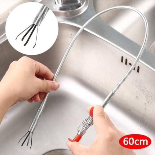 60cm Sink Cleaning Hook Sewer Dredging Spring Pipe Hair Dredging Tool Dredge Unblocker Drain Clog Removal Sink Cleaning Tool