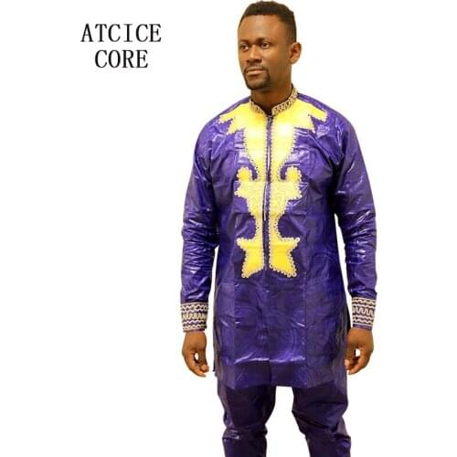 African clothes dashiki traditional mens african clothing long sleeves african bazin riche embroidery clothing LC0901