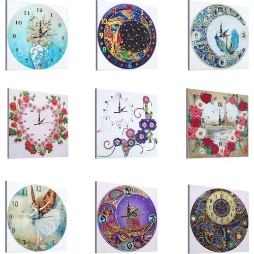 5D DIY Diamond Painting Flower Clock Diamond Mosaic Embroidery Cross Stitch Round Drill Wall Sticker Handmade Paintin Art Craft